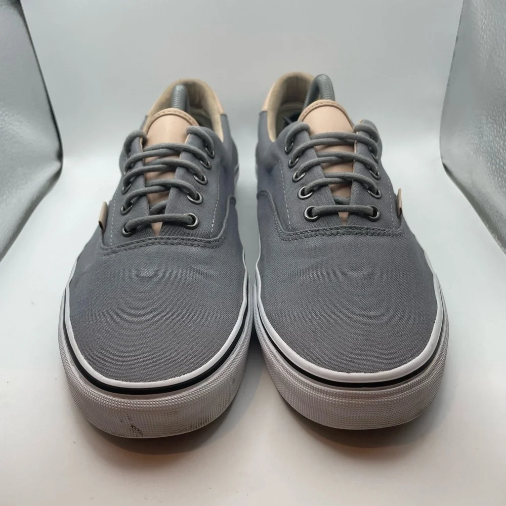 Vans off the wall grey canvas tan leather men’s low sneakers size 11.5 - Picture 4 of 9